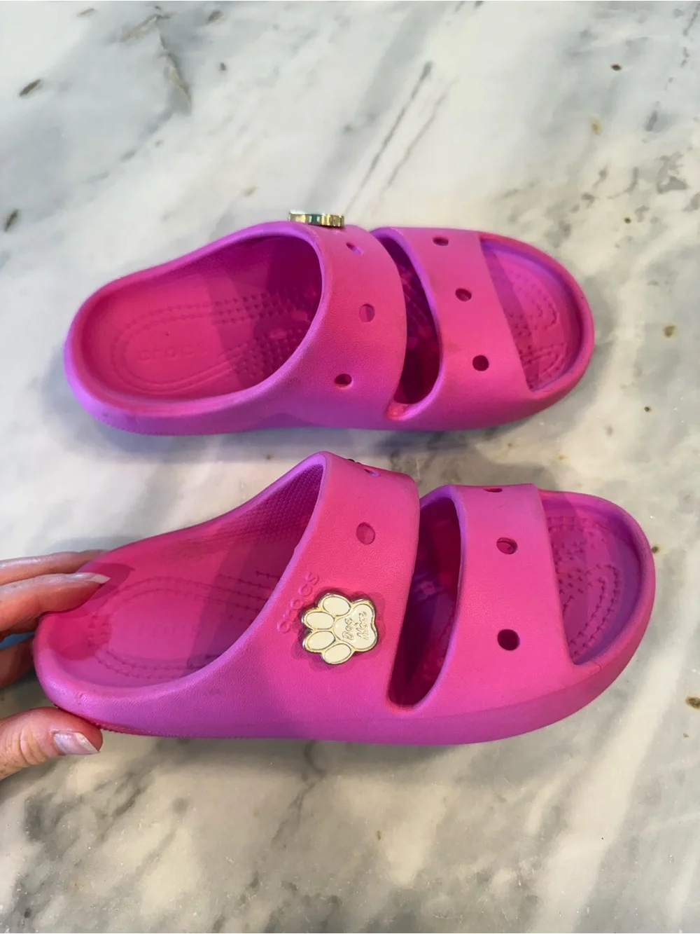 CROCS Kids Pink Double-Strap Slide Sandals